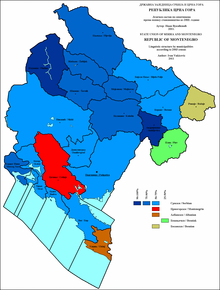 Linguistic structure of Montenegro by municipalities 2003. Crna Gora - Jezicki sastav po opstinama 2003 2.png