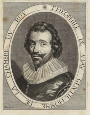 Gravure en médaillon d'un homme barbu en pourpoint.