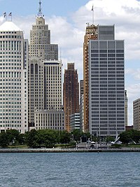 The Detroit Financial District contains buildings by architect Wirt Rowland including the Penobscot, Buhl, and Guardian. DavidStottsitsamongDetroittowers.jpg