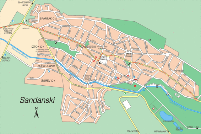 Poziția localității Sandanski