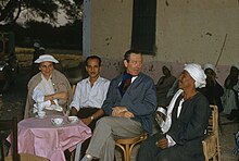 At the Marsam Hotel in Thebes with Sheikh Ali Abd el-Rasul and Antiquities Inspector Ibrahim Nawawy in October 1961