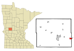 奧塞基斯在道格拉斯縣及明尼蘇達州的位置（以紅色標示）
