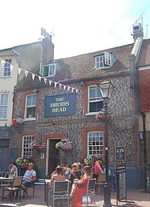 The Druid's Head was one of 100 pubs and beerhouses opened in the first week after the Beerhouse Act 1830 was passed. Druids Head Inn, 9 Brighton Place, Brighton (NHLE Code 1380024) (July 2019).JPG