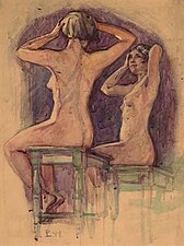 Ellsworth Woodward, Female Nude in Mirror, 1900