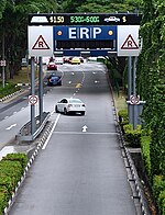 An ERP gantry in operation. Electronic Road Pricing gantry in Singapore.jpg