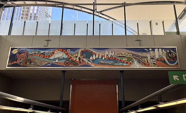 Journey as One, by Norma MacDonald, Les MacDonald and Robyn Templeton, on the station's northern interior wall