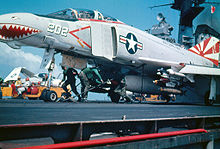 AIM-9D-armed F-4B 202 of VF-111 on USS Coral Sea, 1971~1972 F-4B VF-111 CVA-43.jpg