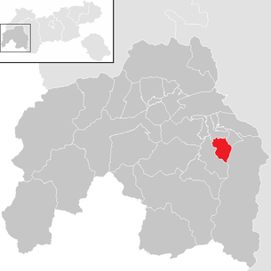 Lage der Gemeinde Fendels im Bezirk Landeck (anklickbare Karte)