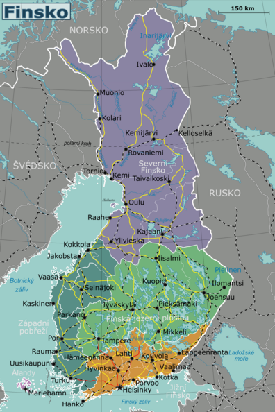 Mapa regionů Finska