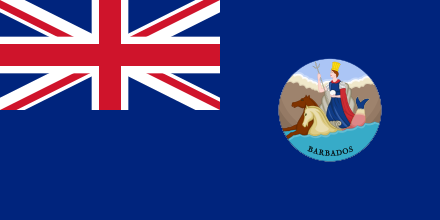 Blue Ensign flag of the Colony of Barbados from 1870 to 1966.