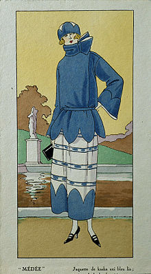 Fransk modeteckning. 1920-tal. Médée. Jaquette de kasha uni bleu lin - Nordiska Museet - NMA.0032514.jpg