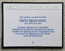 Memorial plaque Manfred-von-Richthofen-Str 77 Fritz Bräuning.JPG