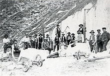 Gletschereisarbeiter am Unteren Grindelwaldgletscher um 1912