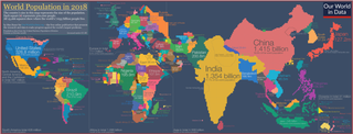 <span class="mw-page-title-main">Cartogram</span> Map distorting size to show another value