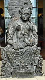 Hariti has been suggested as a source for depictions of the Virgin Mary. Gandhara, 2nd or 3rd century GoddessHaririWithBaby.jpg