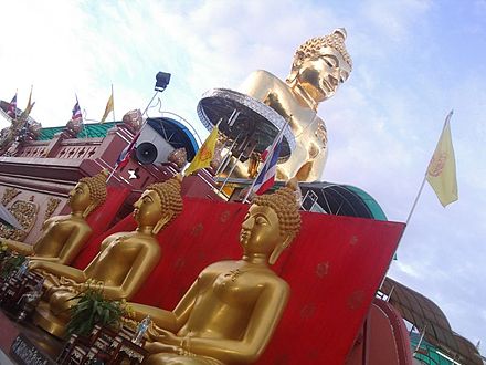 Buddha statue next to the Mekong River