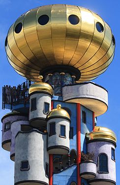 Abensberg Kuchlbauerturm — Brauerei Kuchlbauer, Abensberg.Von Friedensreich Hundertwasser (2010).