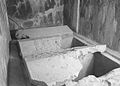 Two graves in the tomb of Darius I, 2012. The graves, which once housed the remains of Darius and his wife Atossa, were looted after Alexander the Great's conquest of Persia.