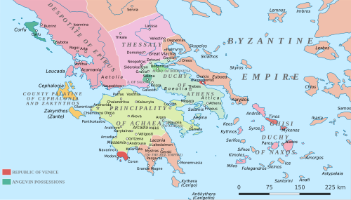 Map of the Greek and Latin states in southern Greece ca. 1278