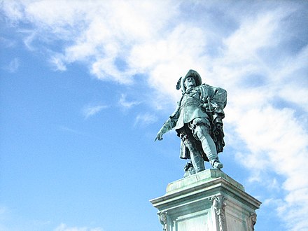 Statue of King Gustav II Adolf, who founded the city