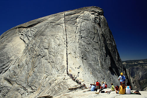 Exfoliation joints wrapping around Half Dome in Yosemite National Park, California.