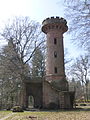 Blick vom Ostrand des Stephansklosters westsüdwestwärts zum Heiligenbergturm