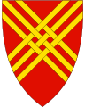 A saltire triple parted fretted in the municipal coat of arms of Hjelmeland (Norway)