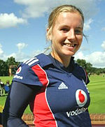 Holly Colvin holds the record for the youngest player to play Test cricket of either sex Holly Colvin 2.jpg