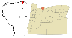 Hood River County Oregon Incorporated and Unincorporated areas Hood River Highlighted.svg