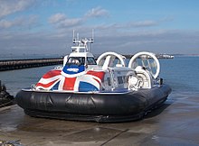 Solent Flyer at the Ryde hovercraft terminal, 2018 Hovercraft at Ryde, Isle of Wight, UK.jpg