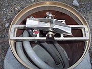 The interior of a tipping bucket rain gauge.