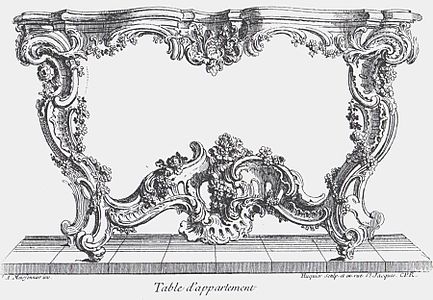 Side table design by Juste-Aurèle Meissonnier (about 1739)