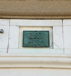 Blondell's niche in the columbarium at Forest Lawn Glendale