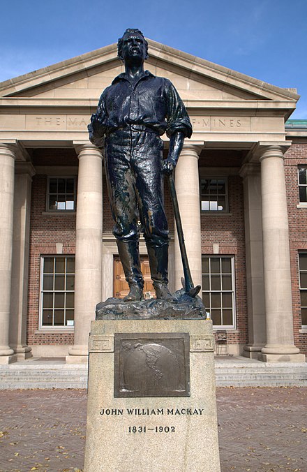 Statue of Comstock Lode silver baron John William Mackay (1831–1902), Mackay School of Earth Sciences and Engineering, University of Nevada, Reno.(1908)