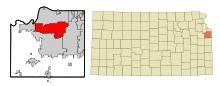 Johnson County Kansas Incorporated and Unincorporated areas Lenexa Highlighted.svg