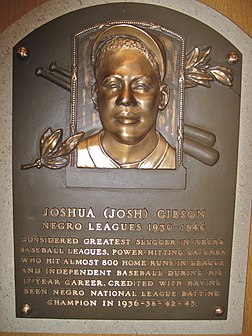 Josh Gibson (1911-1947), joueur de baseball des Negro Leagues évoluant au poste de receveur, considéré comme le meilleur batteur de l'histoire des ligues noires et seul joueur à avoir envoyé la balle hors de l'enceinte du Yankee Stadium, est intronisé au Temple de la renommée du baseball en 1972 bien qu'il n'ait jamais évolué en Ligue majeure de baseball.