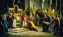 King Alfonso VI (the Brave) is crowned, and becomes "Emperor of all Spain". Jura de Santa Gadea.jpg