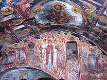 Frescoes from the rock church in the monastery of Kalishta.