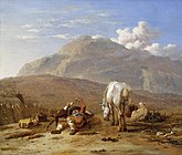 犬と遊ぶ羊飼いのいる風景(1660/1665)