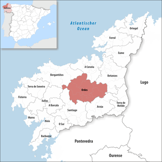 Die Lage der Comarca Ordes in der Provinz A Coruña