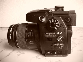 Left side of the DiMAGE A2 Konica Minolta DiMAGE A2 left side.jpg