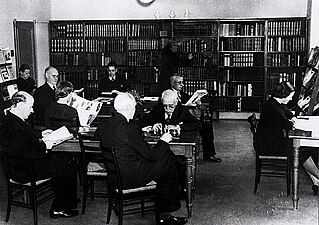Läsesal i den första lokalen på Rådhusgatan 11, 1941