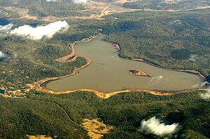 Aerial view of Lake Leake from the east