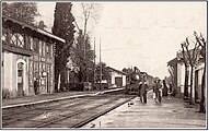 Arrivée d'un train à vapeur, début 1900.