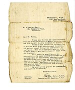 Letter regarding Capt. Frank McGill