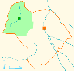 Vista de un mapa a color que representa el territorio de un municipio desaparecido.