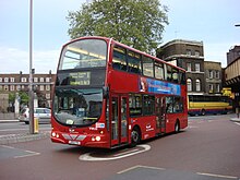 A Volvo B7TL double-decker operated by East Thames Buses on route 1 at Waterloo, 2007 London Bus route 1.jpg
