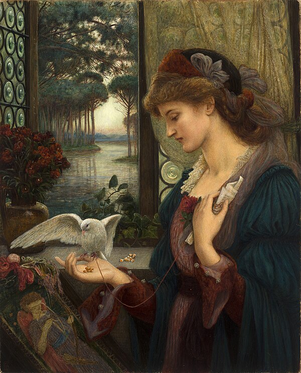 Love's Messenger, an 1885 watercolor and tempera by Marie Spartali Stillman