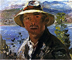 Selbstbilnis mit dem Strohhut (1923) van Lovis Corinth