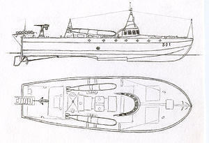 Barca torpiloare MAS 501, schema.